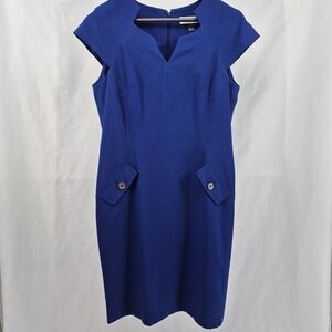KASPER Sleeveless Dress Women's Size 10 Royal Blue Modern Retro Cocktail